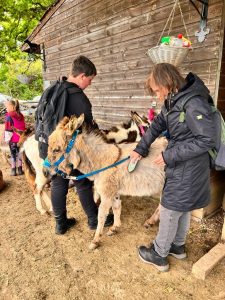 Family time at an animal care farm