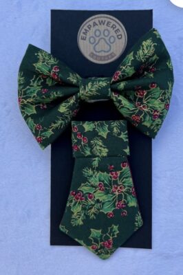 Slip on christmas bow and tie for dogs and cats