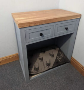 Side board that doubles as a dog bed